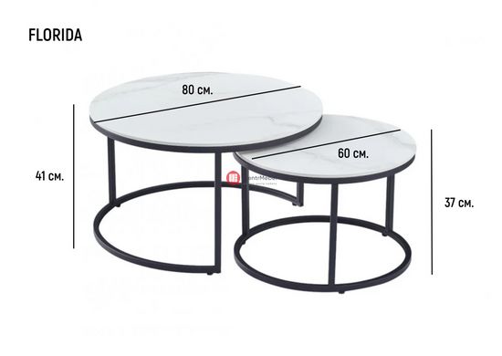 CentrMebel | Комплект журнальних столів круглих керамічних FLORIDA D (чорний мармур) 3